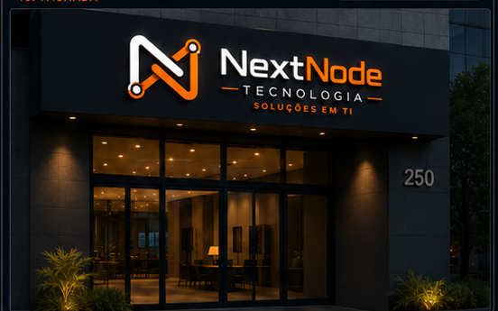 Fachada com identidade visual da NextNode Tecnologia